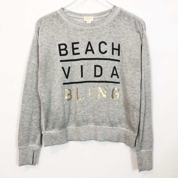 Amuse Society Tops - Amuse Society Beach Vida Graphic Pullover Gray S